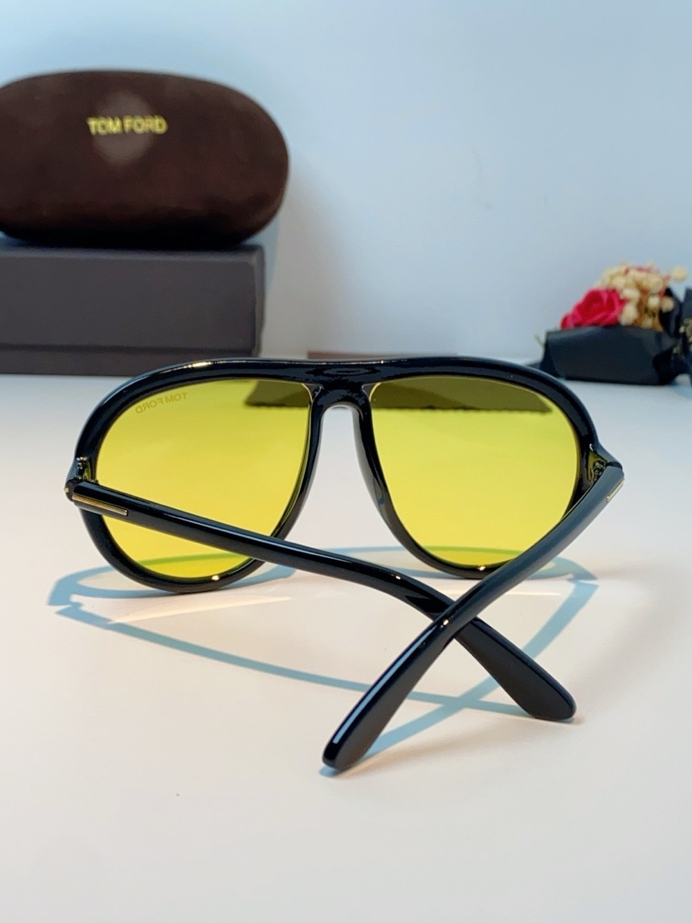Tom Ford Black Sunglasses with Yellow Lenses - Picture 2 of 6